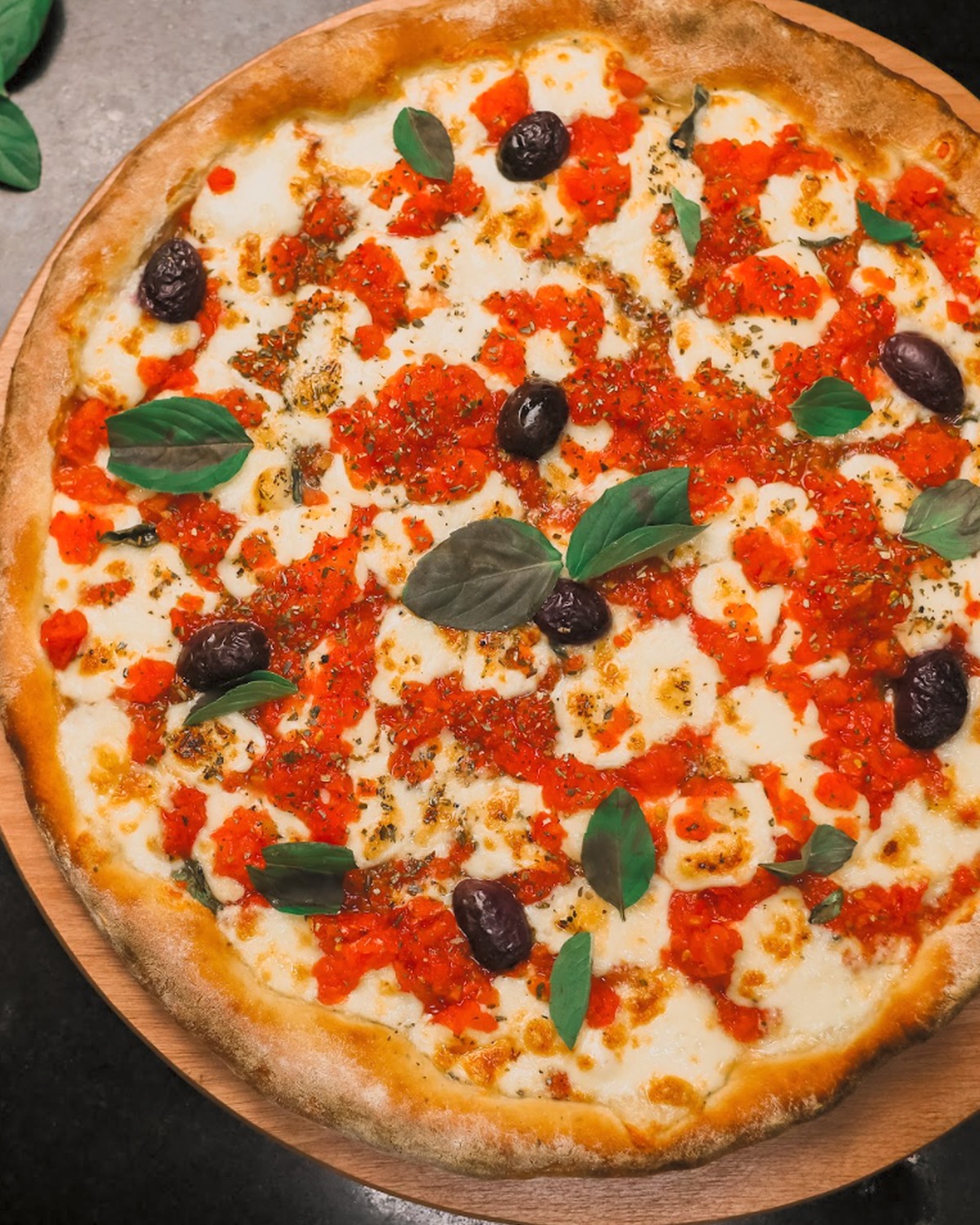 Pizza artesanal em close vista de cima